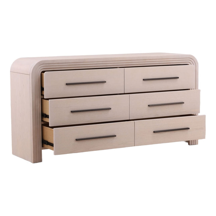 Porter Oak Veneer Dresser, open door view
