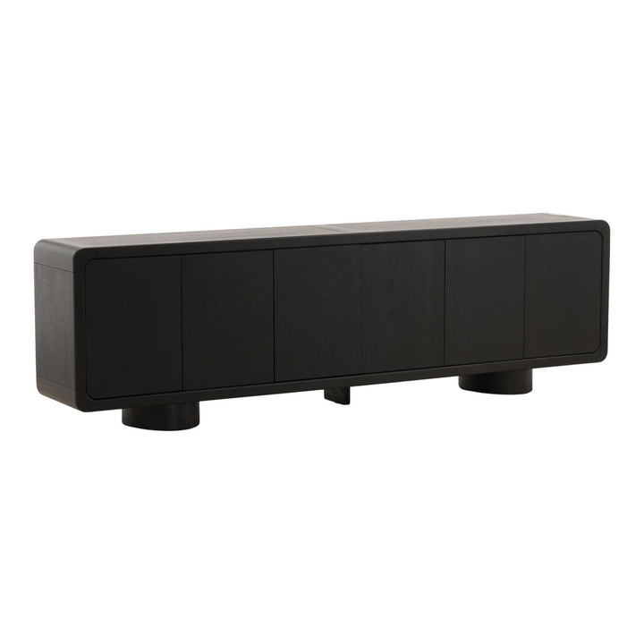 Camilla Oak Veneer Sideboard, Black, three-quarter studio view