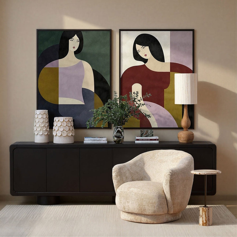 Camilla Oak Veneer Sideboard, Black, lifestyle view