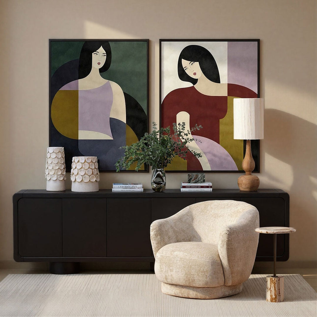 Camilla Oak Veneer Sideboard, Black, lifestyle view