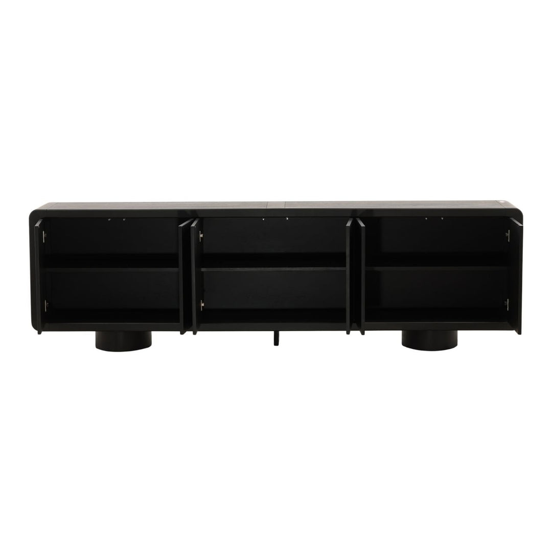 Camilla Oak Veneer Sideboard, Black, open door view