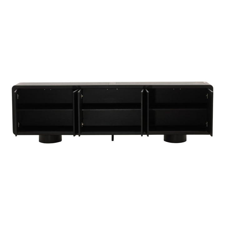 Camilla Oak Veneer Sideboard, Black, open door view