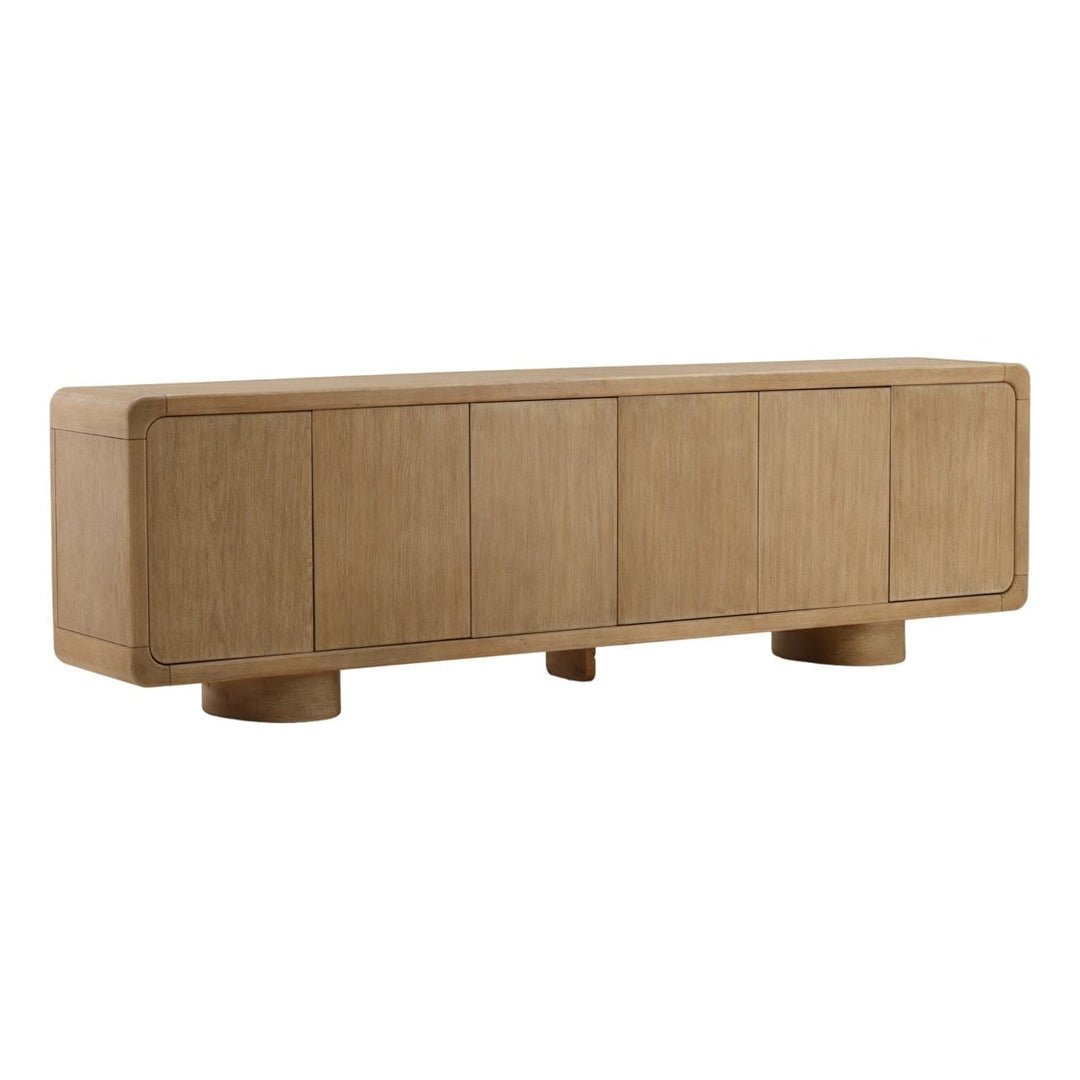 Camilla Oak Veneer Sideboard, Light Warm Wash, three-quarter studio view