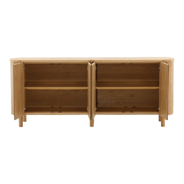 Rae Oak Veneer Sideboard, open door view