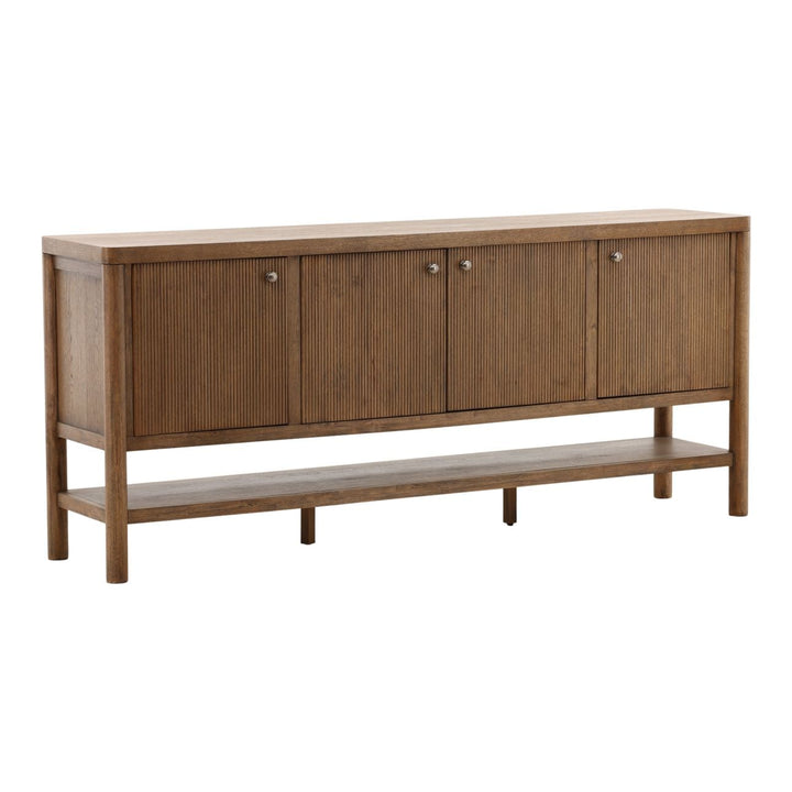 Estelle Oak Veneer Sideboard, Dark Brown, three-quarter studio view