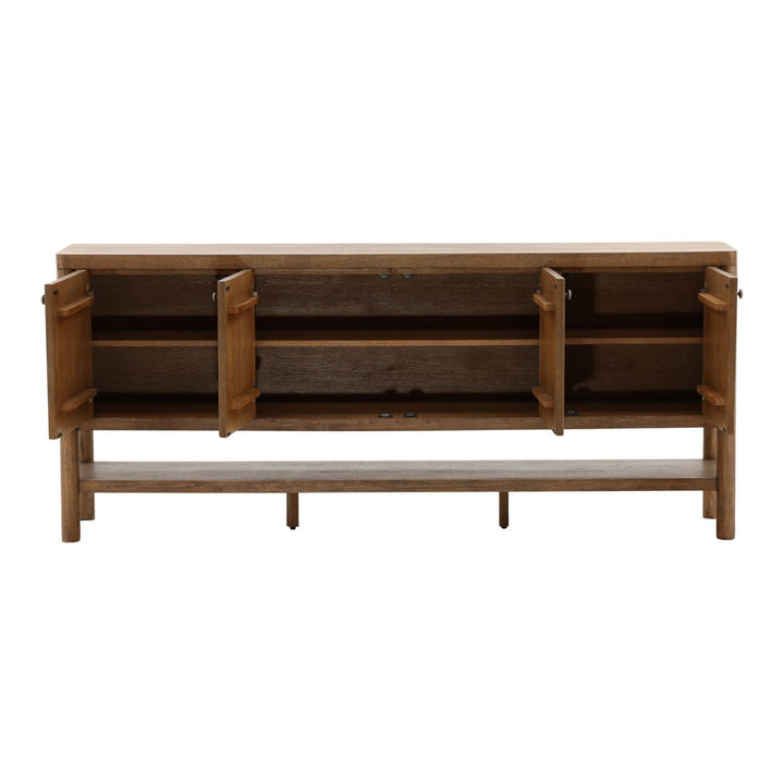 Estelle Oak Veneer Sideboard, Dark Brown, open door view