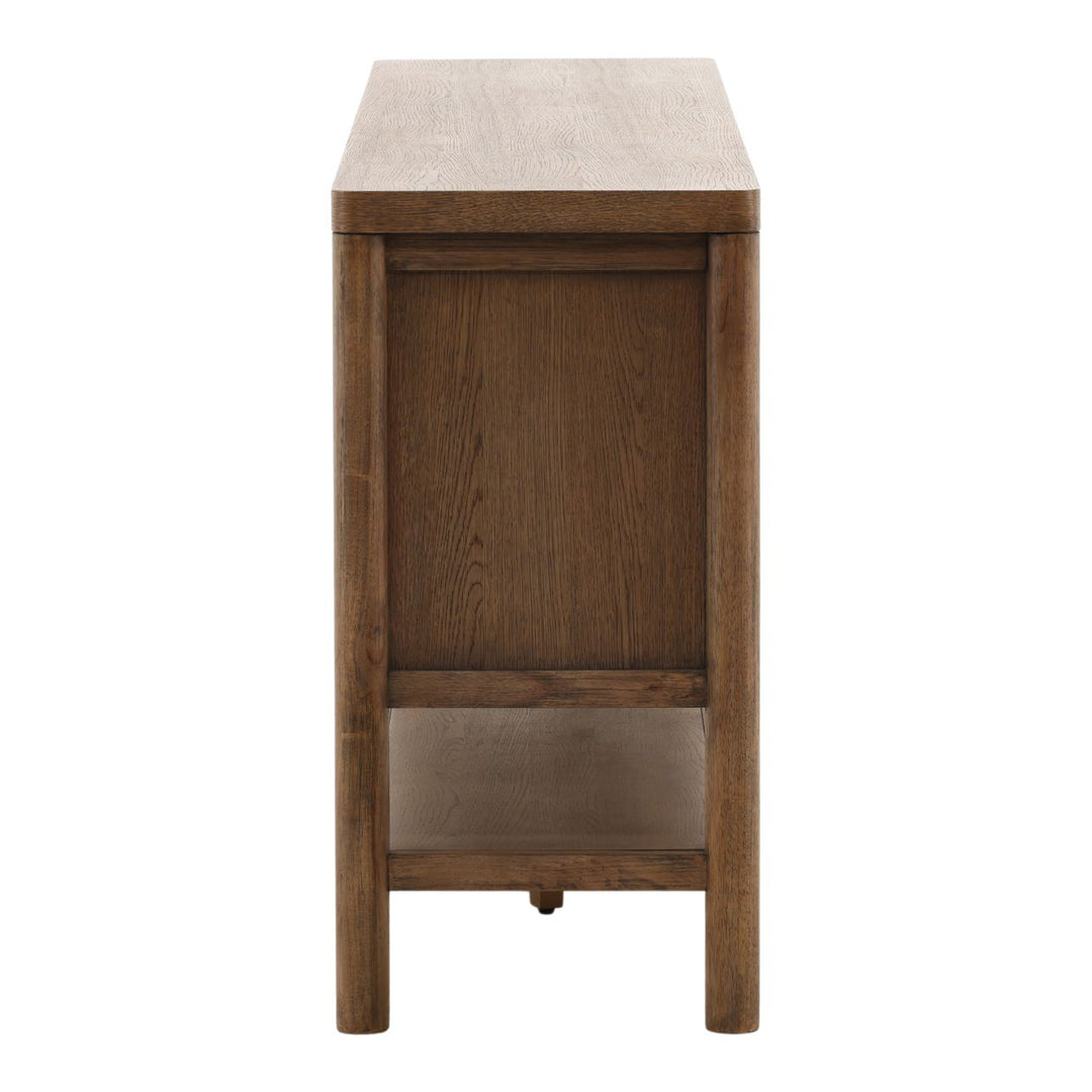 Estelle Oak Veneer Sideboard, Dark Brown, profile view