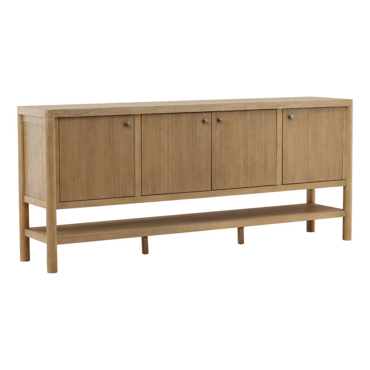 Estelle Oak Veneer Sideboard, Light Warm Wash, three-quarter studio view