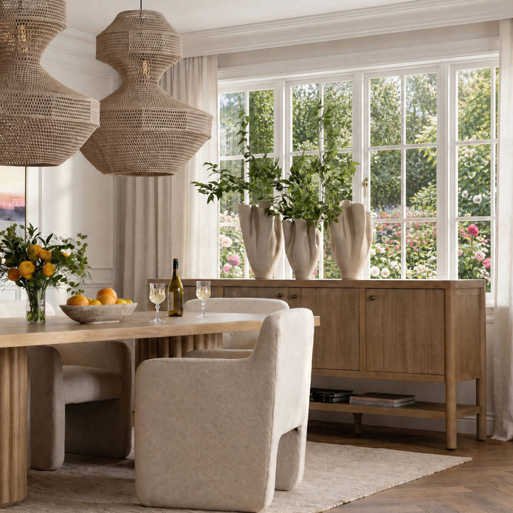 Estelle Oak Veneer Sideboard, Light Warm Wash, lifestyle view