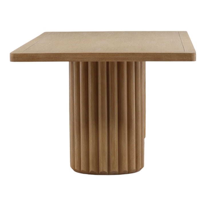 Hayden Oak Veneer Dining Table, Light Warm Wash, profile view