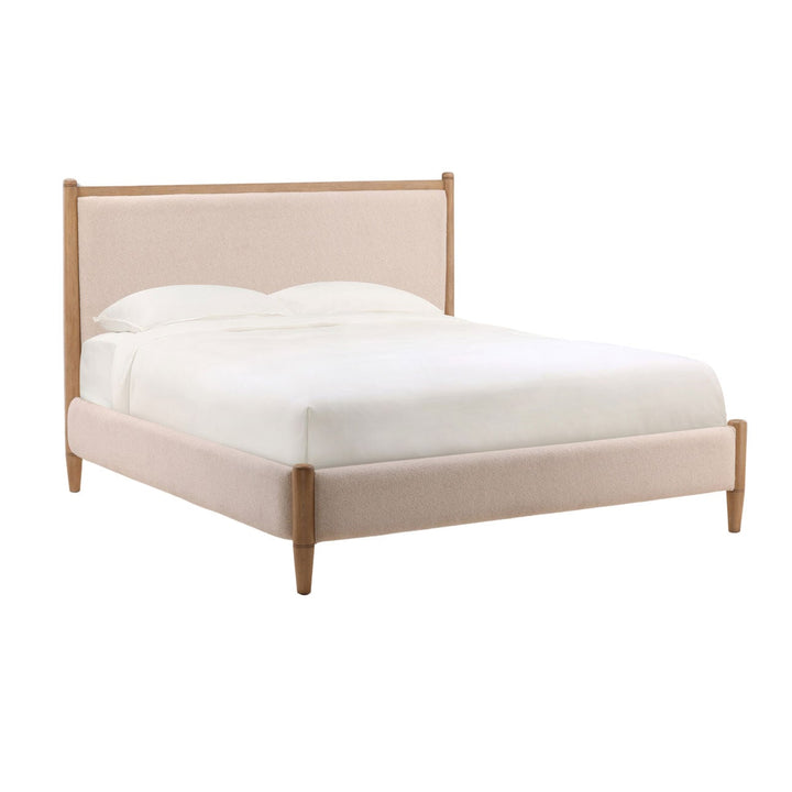 Nora Cream Boucle Bed, Eastern King, three-quarter studio view