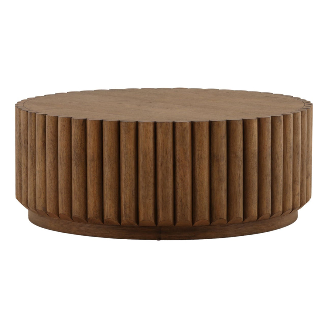 Huxley Oak Veneer Coffee Table, Dark Brown, three-quarter studio view