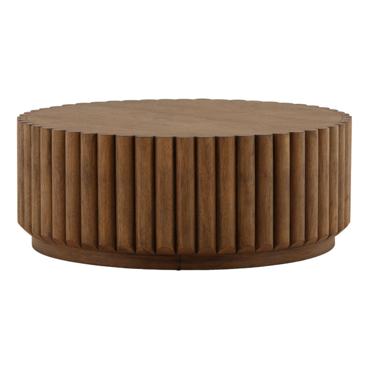 Huxley Oak Veneer Coffee Table, Dark Brown, three-quarter studio view