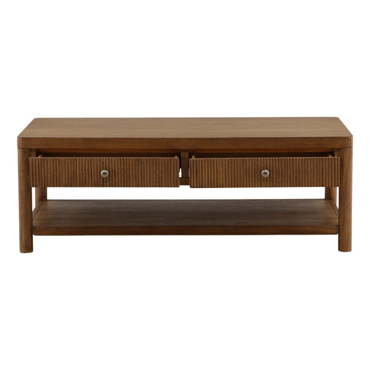Ronan Oak Veneer Coffee Table, open door view