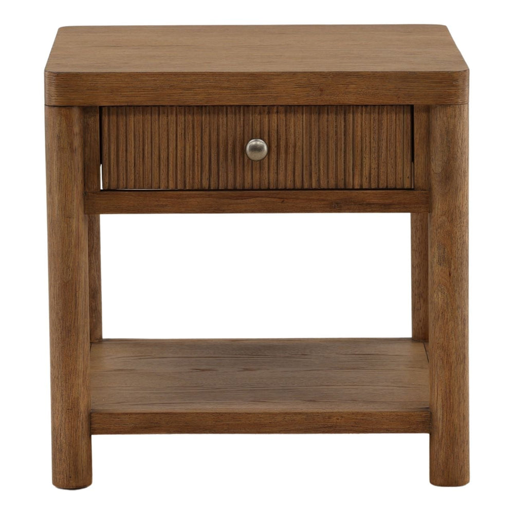 Ronan Wood Storage Side Table, front view