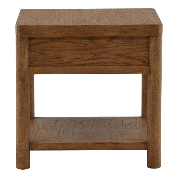 Ronan Wood Storage Side Table, profile view