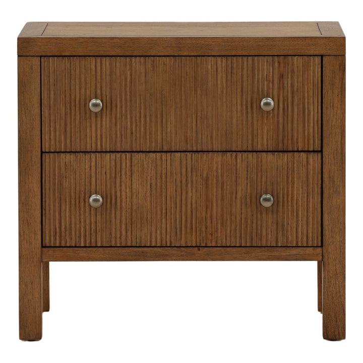 Toren Oak Veneer Nightstand, Brown, front view