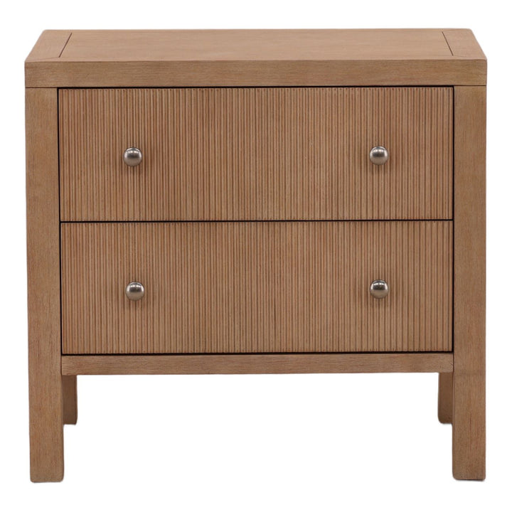 Toren Oak Veneer Nightstand, Light Warm Wash, front view