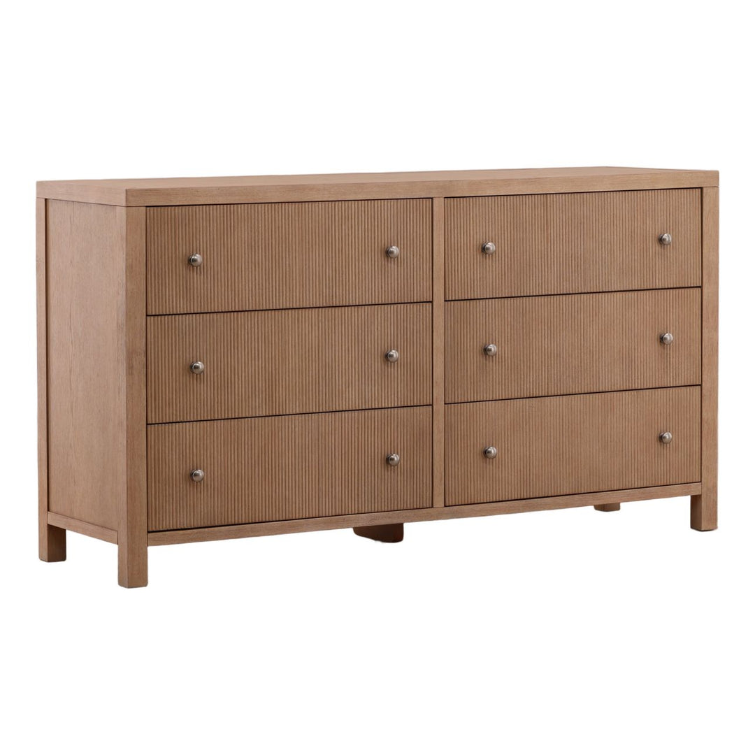 Toren Oak Veneer Dresser, Light Warm Wash, three-quarter studio view