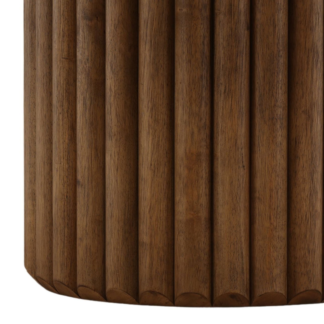 Hayden Dark Oak Veneer Round Dining Table, detail 2 view