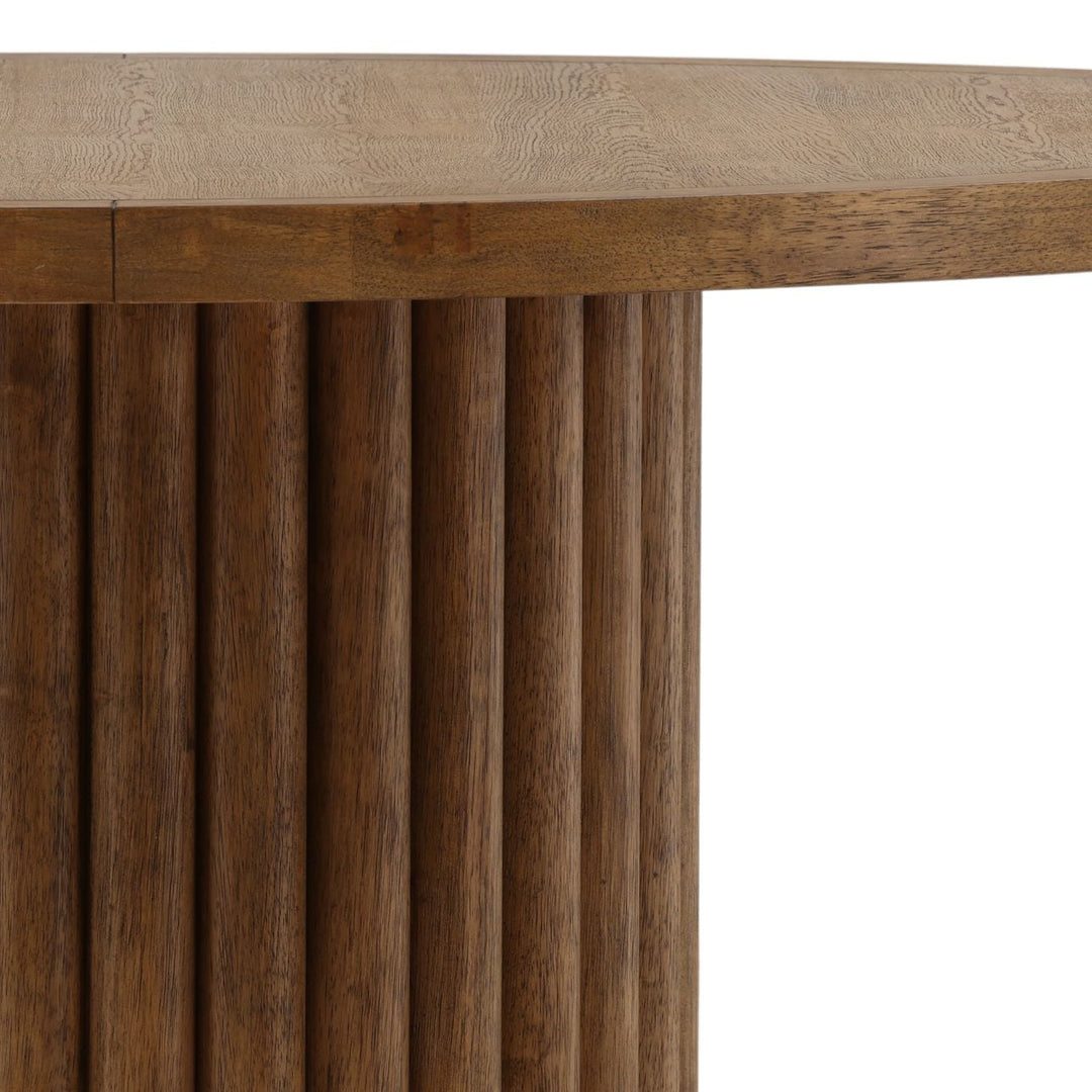 Hayden Dark Oak Veneer Round Dining Table, detail 3 view