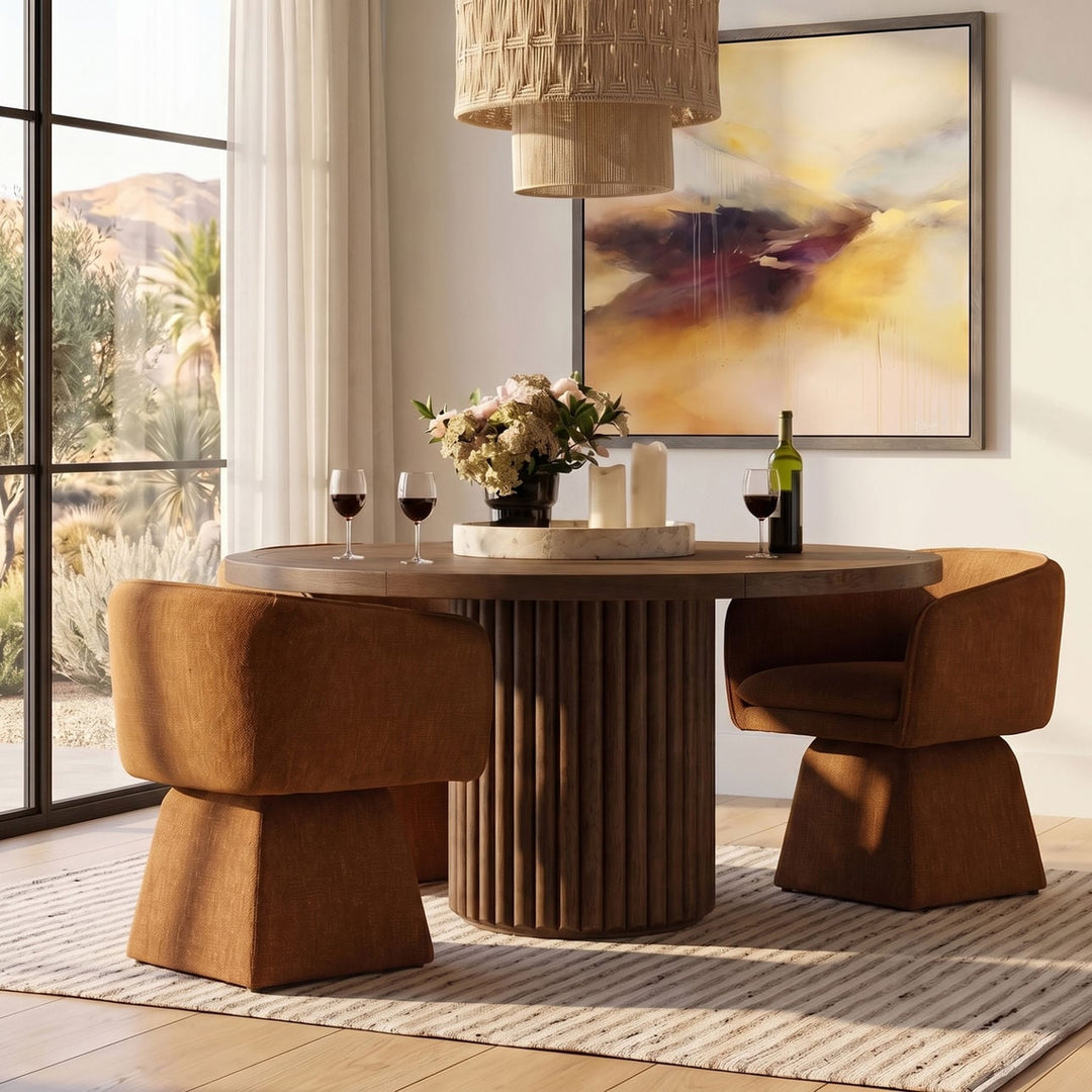 Hayden Dark Oak Veneer Round Dining Table, alternate lifestyle view 1