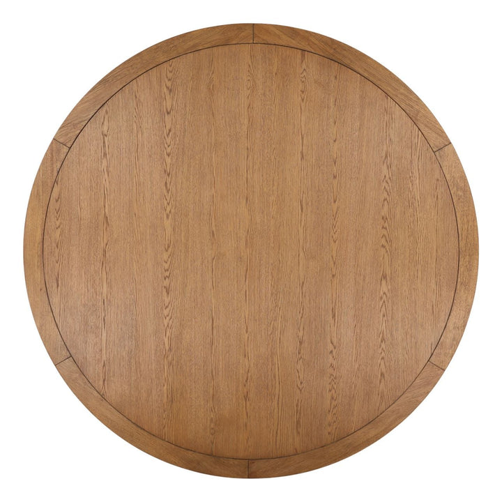 Hayden Dark Oak Veneer Round Dining Table, overhead view