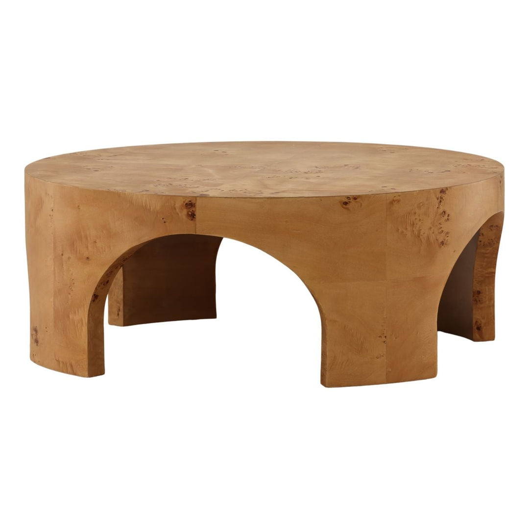 Paula Burl Veneer Coffee Table, three-quarter studio view