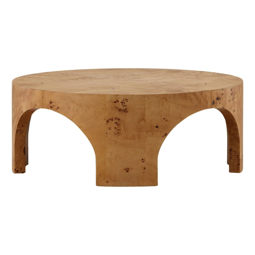 Paula Burl Veneer Coffee Table, front view