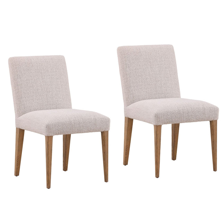 Lark Oak and Boucle Dining Chairs, Set of 2, three-quarter studio view