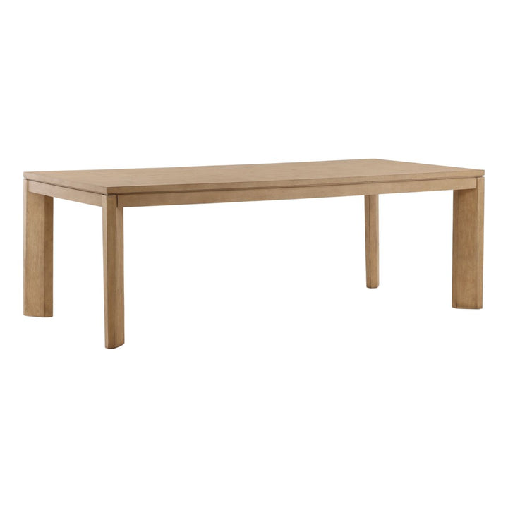 Keira Natural Oak Veneer Dining Table, three-quarter studio view
