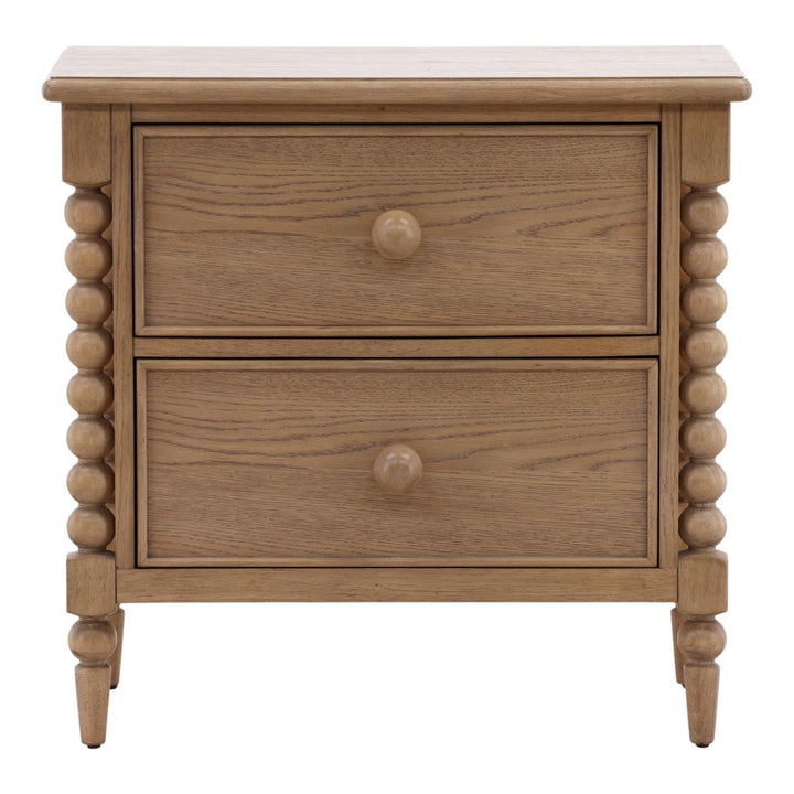 Marcella Two-Drawer Nightstand, Natural, front view