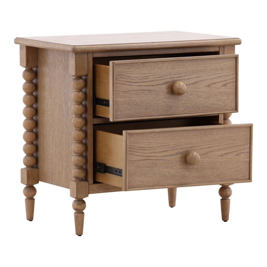 Marcella Two-Drawer Nightstand, Natural, open door view