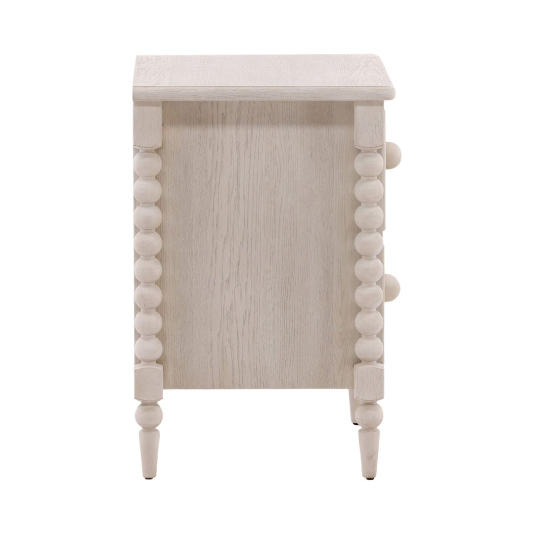 Marcella Two-Drawer Nightstand, Whitewash, profile view