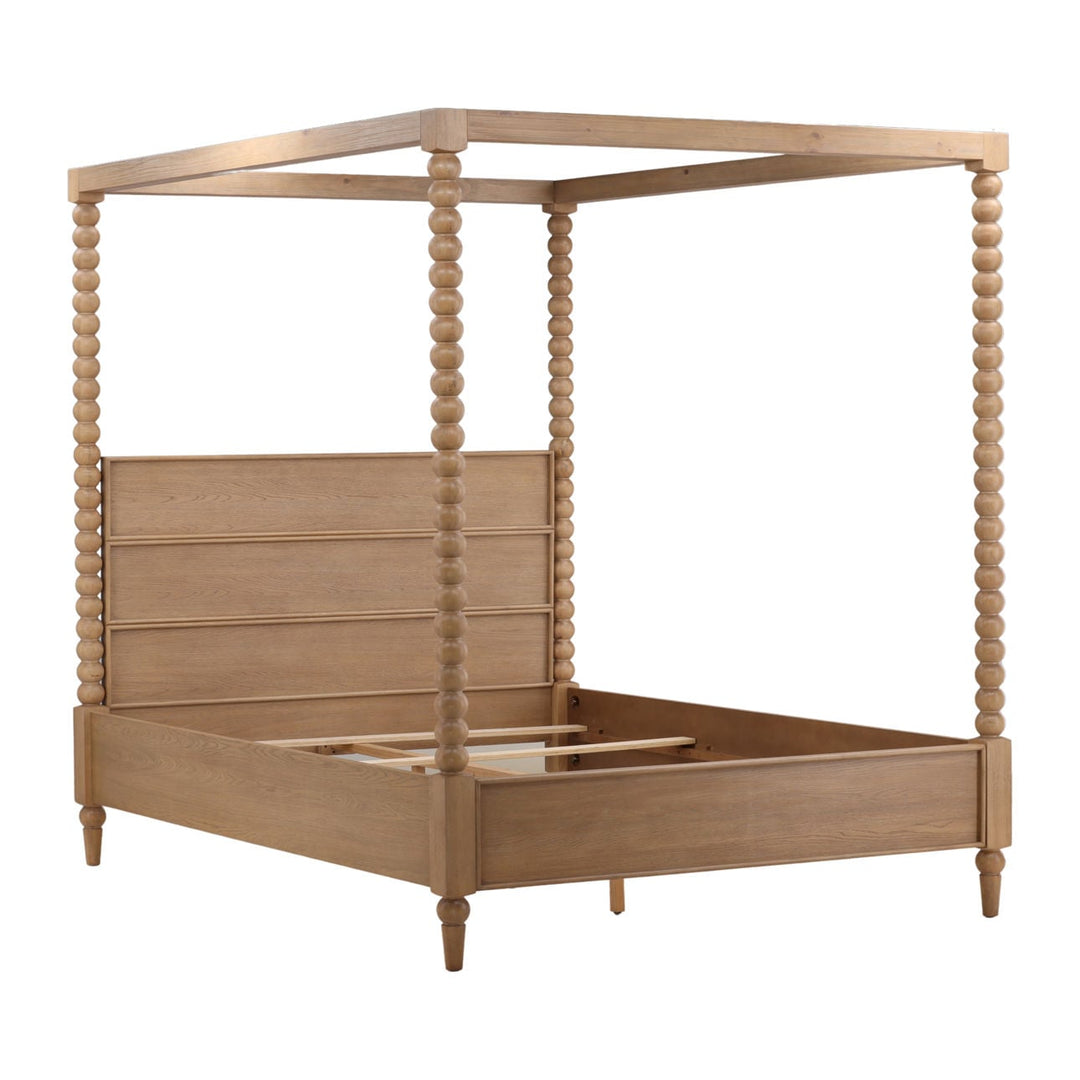 Marcella Oak Veneer Bed, Eastern King · Natural, back three quarter view