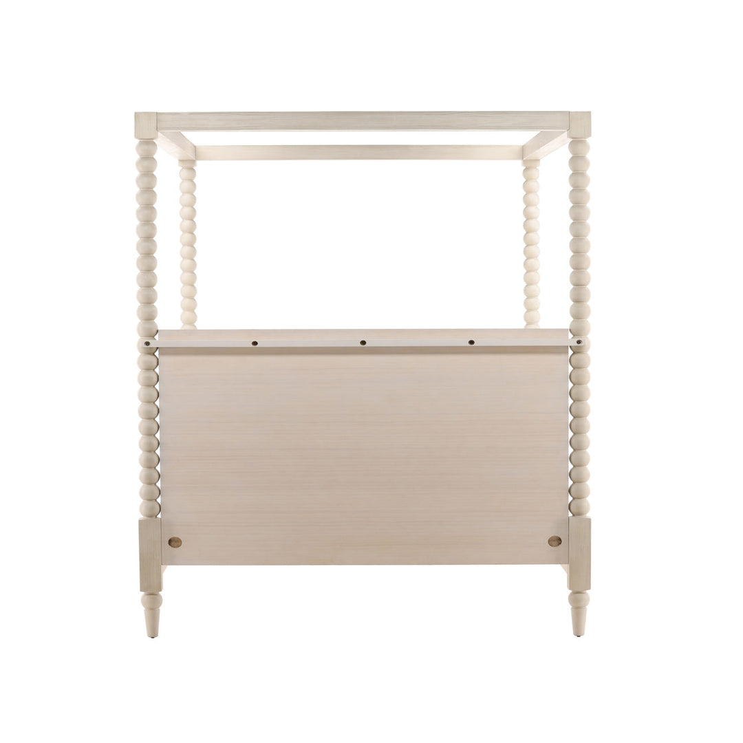 Marcella Oak Veneer Bed, Eastern King · Whitewash, back view