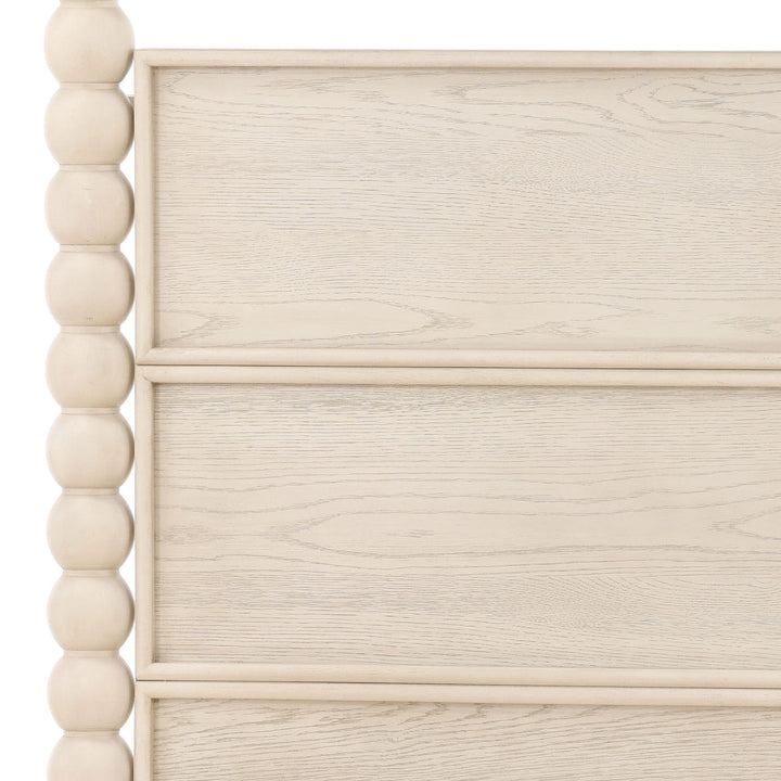 Marcella Oak Veneer Bed, Eastern King · Whitewash, detail 3 view