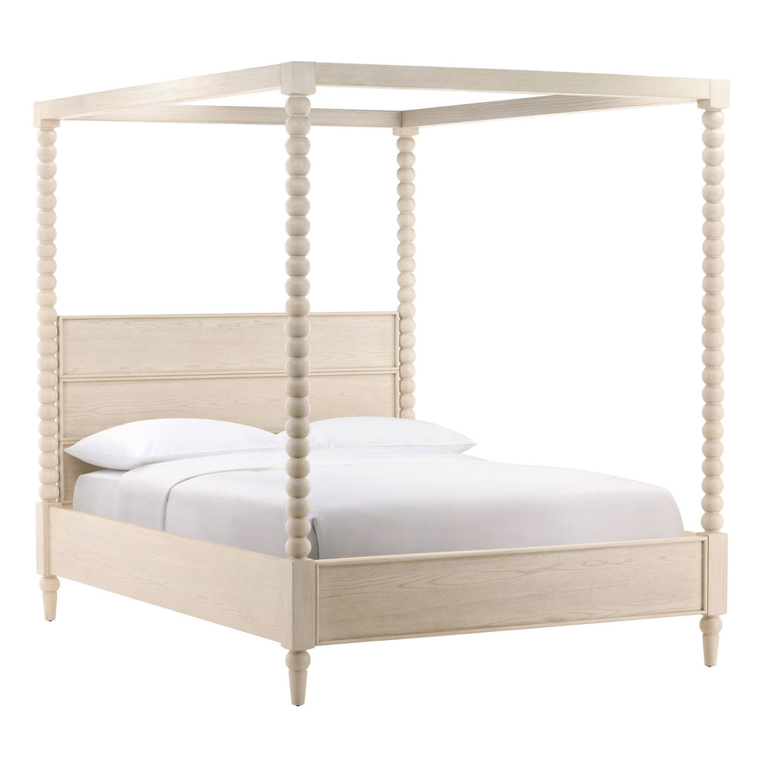 Marcella Oak Veneer Bed, Eastern King · Whitewash, three-quarter studio view