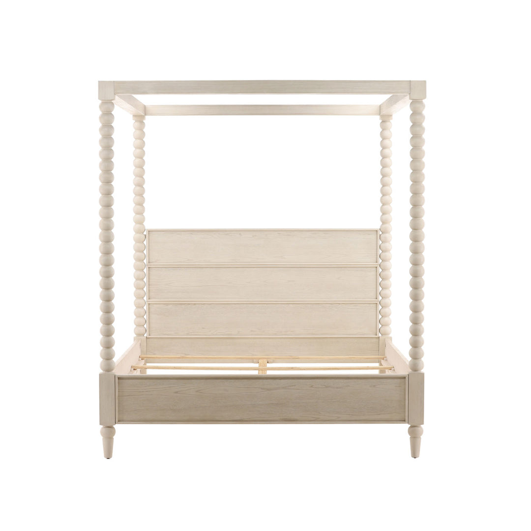 Marcella Oak Veneer Bed, Eastern King · Whitewash, front view