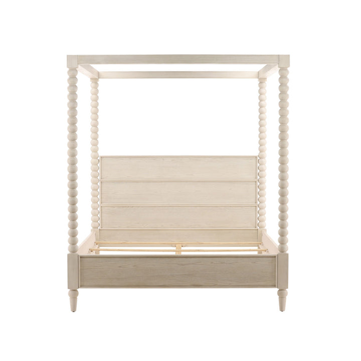 Marcella Oak Veneer Bed, Eastern King · Whitewash, front view