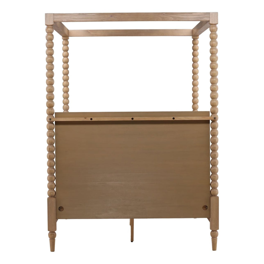Marcella Oak Veneer Bed, Queen · Natural, back view