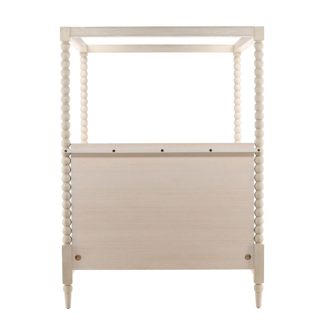 Marcella Oak Veneer Bed, Queen · Whitewash, back view