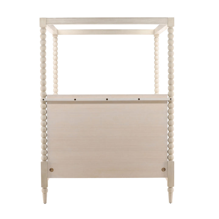 Marcella Oak Veneer Bed, Queen · Whitewash, back view