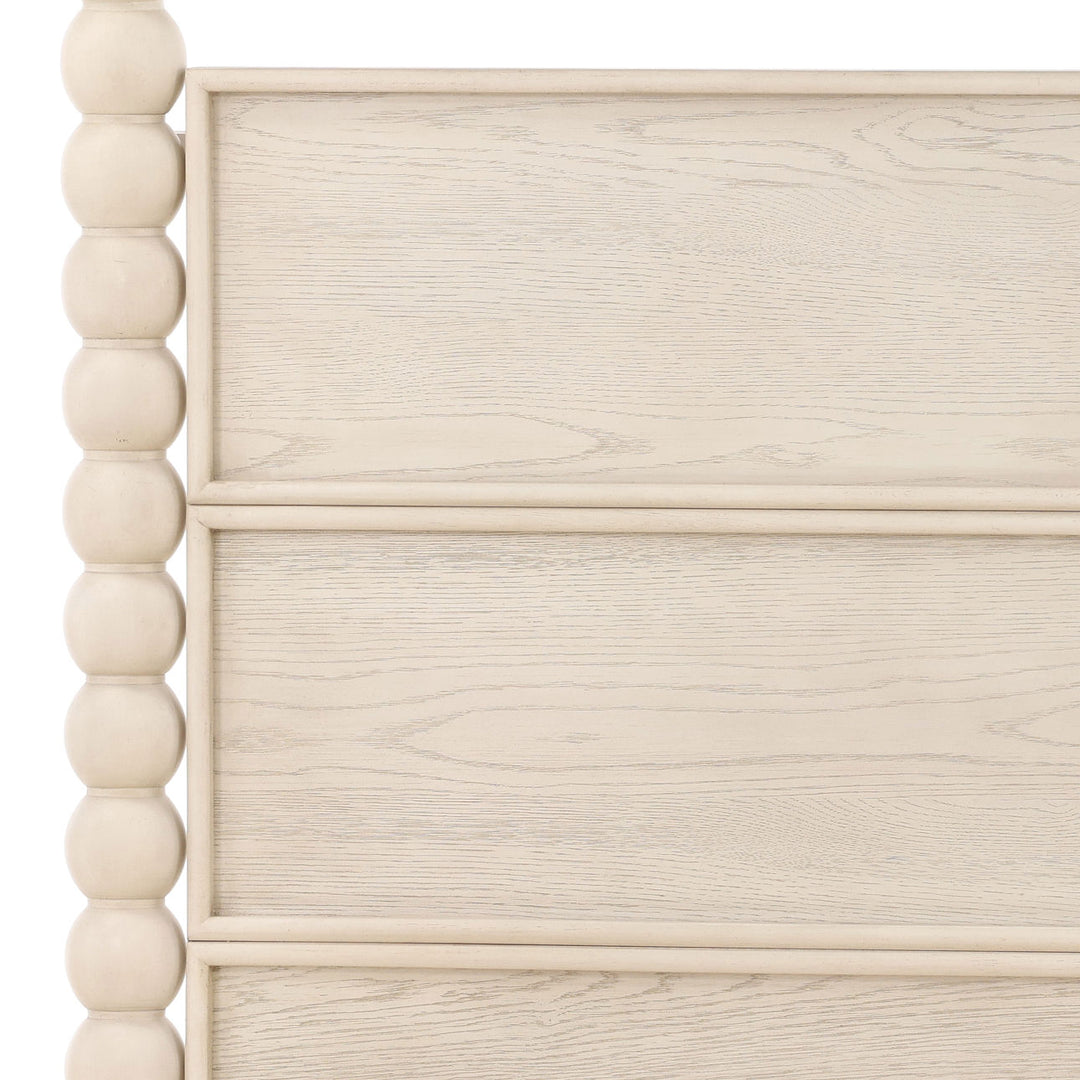 Marcella Oak Veneer Bed, Queen · Whitewash, detail 3 view