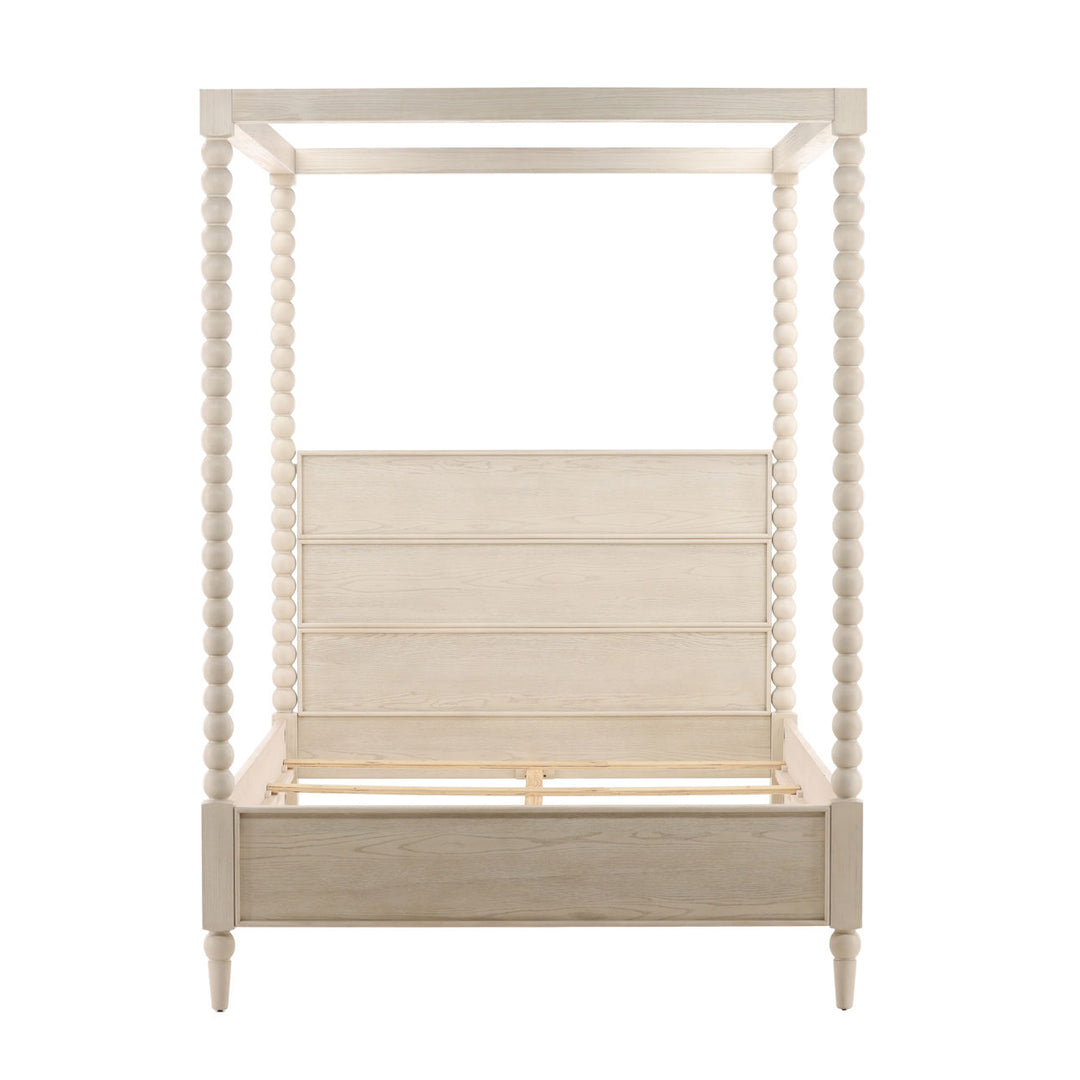 Marcella Oak Veneer Bed, Queen · Whitewash, front view