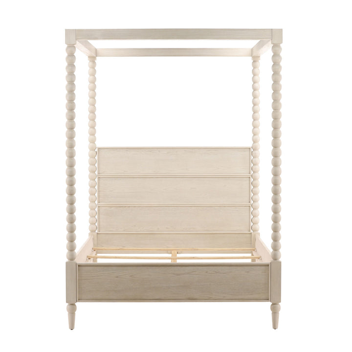Marcella Oak Veneer Bed, Queen · Whitewash, front view