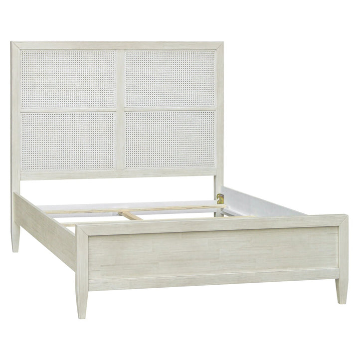 Luca Acacia and Rattan Bed, Queen, back three quarter view