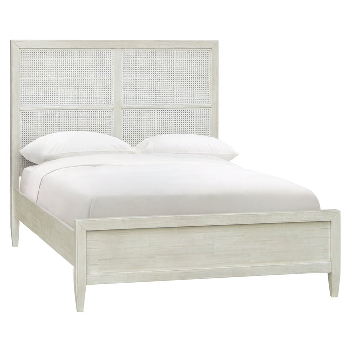 Luca Acacia and Rattan Bed, Queen, three-quarter studio view