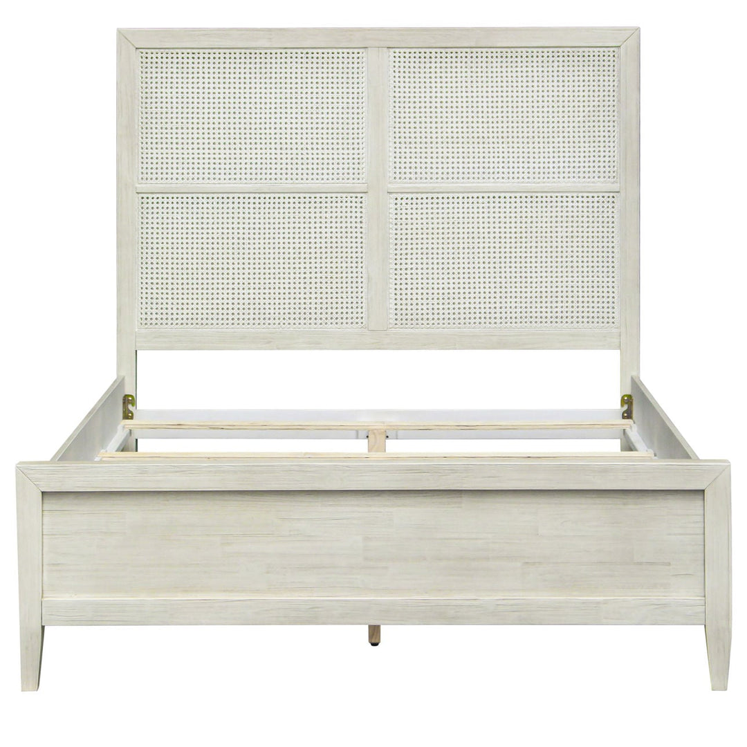 Luca Acacia and Rattan Bed, Queen, front view