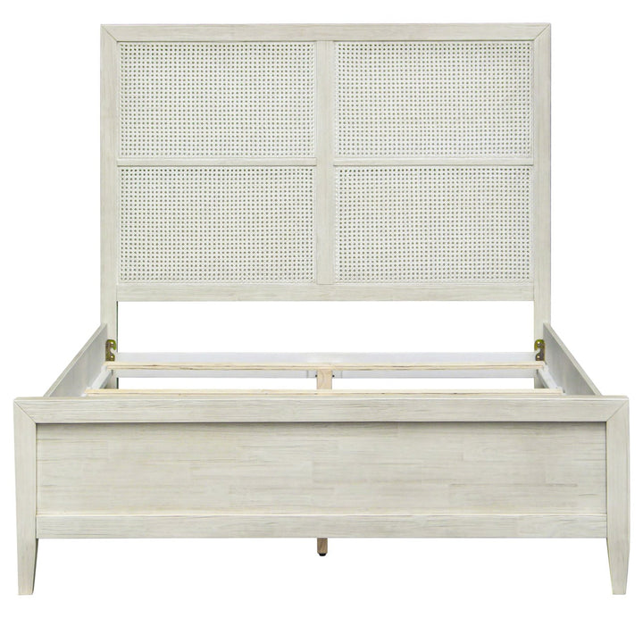 Luca Acacia and Rattan Bed, Queen, front view
